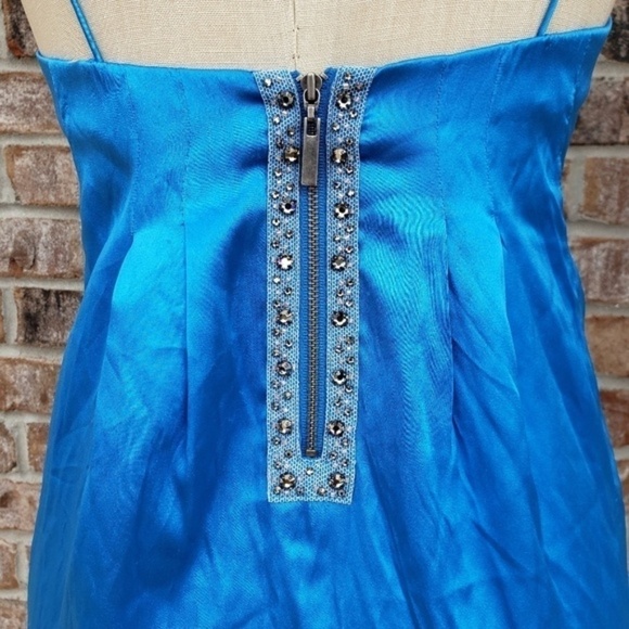 Rebecca Taylor Silk Stretch Slip Dress Blue size 4 - Picture 3 of 7